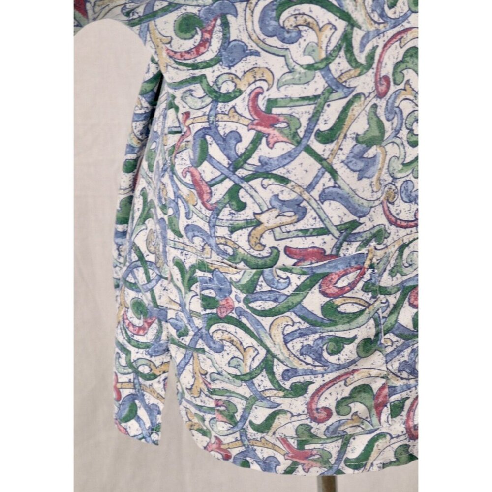 Dilly Uniform Scrub Top Women XL Blue Multicolor Vines Uniform Medical Shirt VTG - Picture 6 of 11